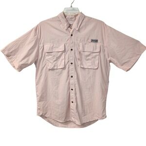 Bimini Bay Vented Fishing Shirt Large Pink Short Sleeve Performance Sun UV Top L